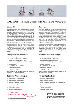 AMS 5812 – Pressure Sensor with Analog and I C Output