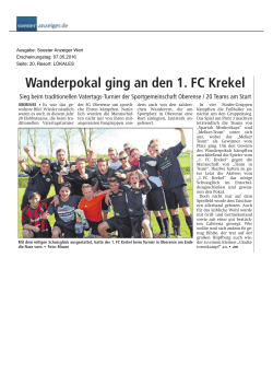 Wanderpokal ging an den 1. FC Krekel