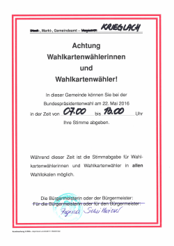 Kundmachung Wahlkarte