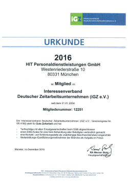 IGZ Mitgliedsbescheinigung - Hit