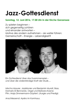 Jazz-Gottesdienst - kirchegerzensee.ch