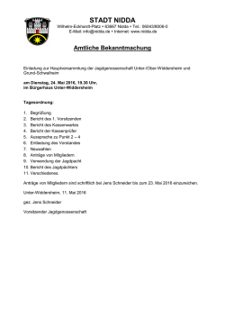 Hauptversammlung der Jagdgenossenschaft Unter-/Ober