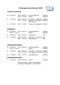 Prüfungstermine Sommer 2016 - Kaufmännische Schule Geislingen