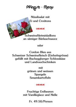 Pfingst - Menu - Gasthof zur Krone in Schnottwil