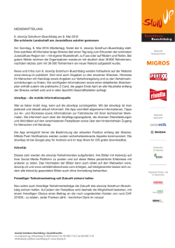 Solothurn- Buechib&auml;rg MEDIENMITTEILUNG 6. slowUp