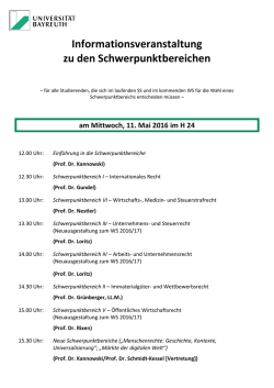 Informationsveranstaltung zu den Schwerpunktbereichen