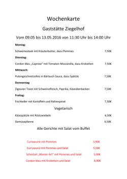 Wochenkarte - Gaststätte Ziegelhof