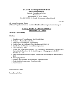 Herzliche Einladung zur öffentlichen Kirchengemeinderatssitzung