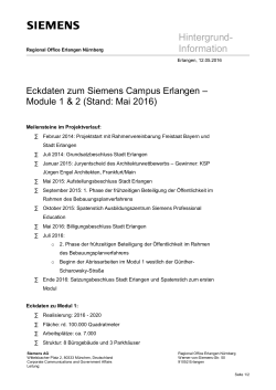 Hintergrund-Information: Eckdaten zum Siemens Campus Erlangen