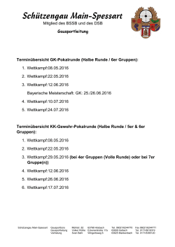 Terminübersicht Pokalrunden 2016 - Schützengau Main