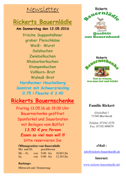 Newsletter - Rickerts Bauernlädle