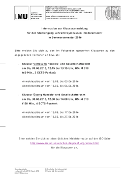 Information zur Klausuranmeldung f&uuml;r den Studiengang Lehramt