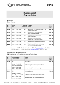 Kursangebot Course Offer - Schule für Futtermitteltechnik