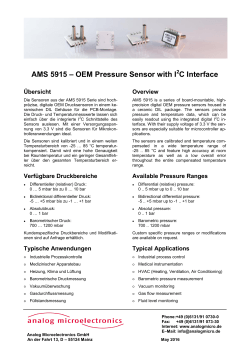 AMS 5915 – OEM Pressure Sensor with IC Interface