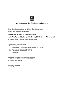 Versammlung der Tischtennisabteilung