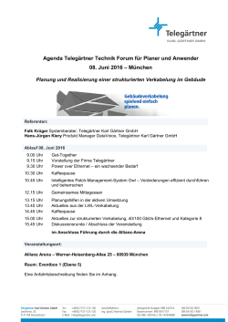 Agenda Telegärtner Technik Forum für Planer und Anwender 08