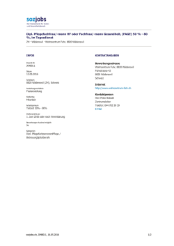 Dipl. Pflegefachfrau/-mann HF oder Fachfrau/-mann