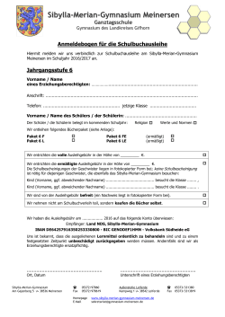 Anmeldebogen zur Schulbuchausleihe - Gymnasium