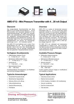 AMS 4712 – Mini Pressure Transmitter with 4 .. 20 mA Output