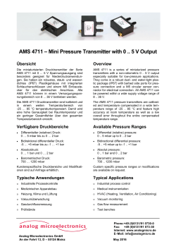 AMS 4711 – Mini Pressure Transmitter with 0 .. 5 V Output