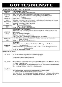IN DER WOCHE 8. Mai BIS 15. Mai 2016 SONNTAG 08.05. 7