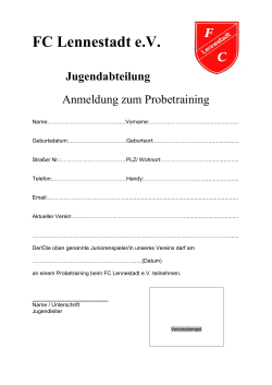 Anmeldung zum Probetraining FC Lennestadt Jgd.Abtlg