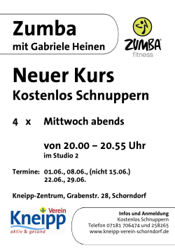 Kostenlos Schnuppern - Kneipp Verein Schorndorf