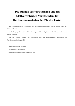 Die Wahlen des Vorsitzenden und des Stellvertretenden