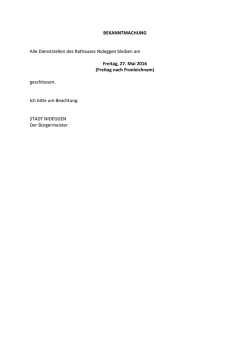Rathaus am Freitag, 27.05.2016 geschlossen