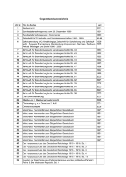 Gegenstandsverzeichnis