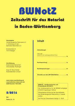 BWNotZ 2/2016 - Württembergischer Notarverein e.V.