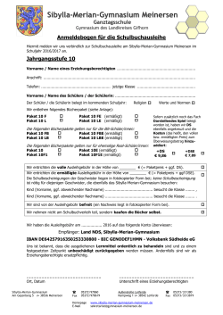 Anmeldebogen zur Schulbuchausleihe - Gymnasium