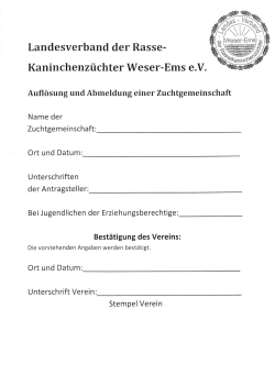 Auflösung und Abmeldung einer Zuchtgemeinschaft - LV Weser-Ems