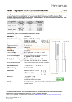 Platin-Temperatursensor in Dünnschichttechnik L 1020