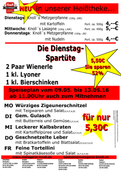 Dienstag - Spart&uuml;te