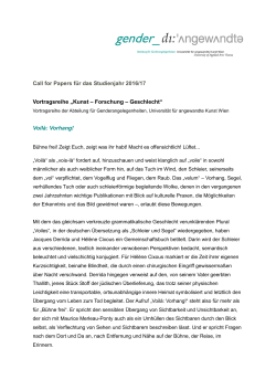 Call for Papers: Studienjahr 2016/17