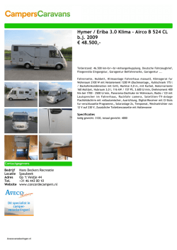 Hymer / Eriba 3.0 Klima - Airco B 524 CL b.j. 2009 &euro; 48.500,-
