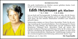 Edith Hetzenauer geb. Kluckner