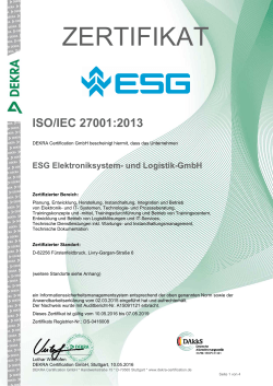 ZERTIFIKAT - ESG Elektroniksystem- und Logistik-GmbH