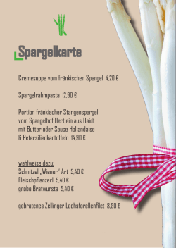 Spargelkarte - ERKS STUBE
