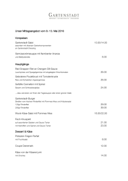 Wochenmenü - Restaurant Gartenstadt Münchenstein