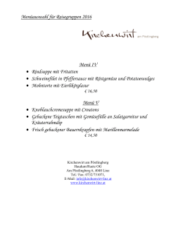 Menüauswahl Reisegruppe 2016