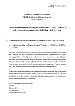 Hinweise zu den Rechten der Aktion&auml;re i