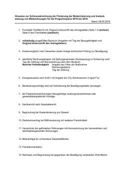 Hinweise zur Schlussabrechnung der F&ouml;rderung der