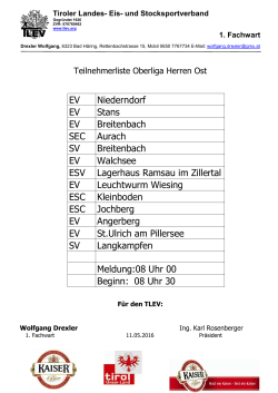 Teilnehmerliste Oberliga Herren Ost 28.05.2016