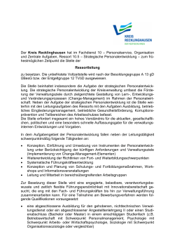 Der Kreis Recklinghausen hat im Fachdienst 10 – Personalservice