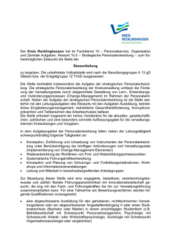 Der Kreis Recklinghausen hat im Fachdienst 10 &ndash; Personalservice