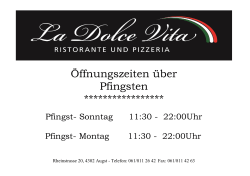 Öffnungszeiten über Pfingsten