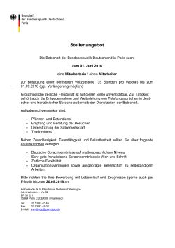 Stellenangebot - Ambassade d`Allemagne