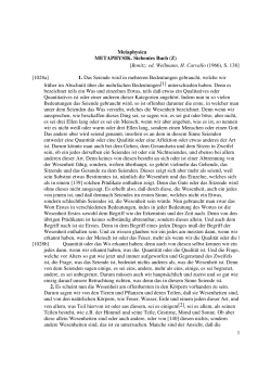 Im 7. Buch (Zeta) seiner &bdquo;Metaphysik&ldquo;